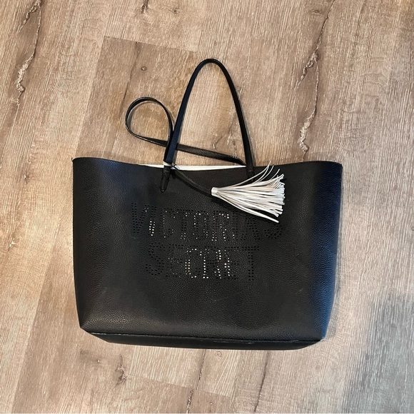 Victoria's Secret Laser-Cut Logo Tote Black Authentic, Gorgeous 24616938 - Picture 3 of 8